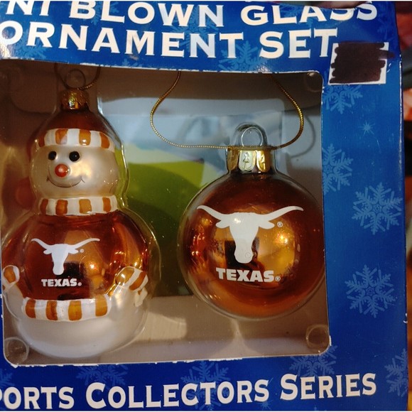 Texas Longhorns Sports Mini Blown Glass Sports Collectors Series Christmas Ornam - Picture 1 of 1